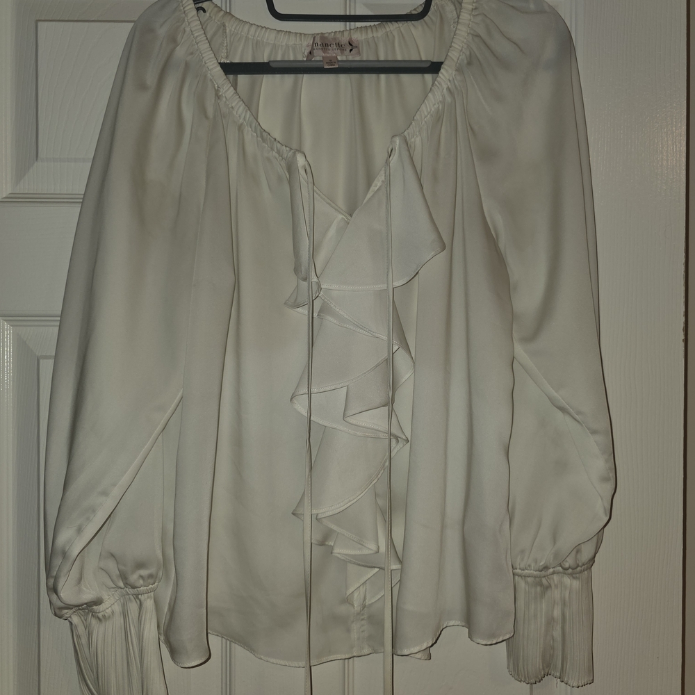 Nanette Lepore legant Cream Ruffle Blouse